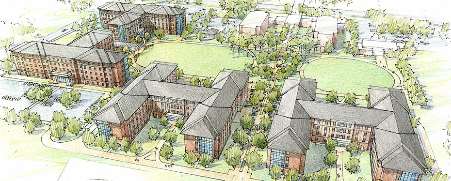 University of North Carolina at Wilmington Housing Village aerial sketch